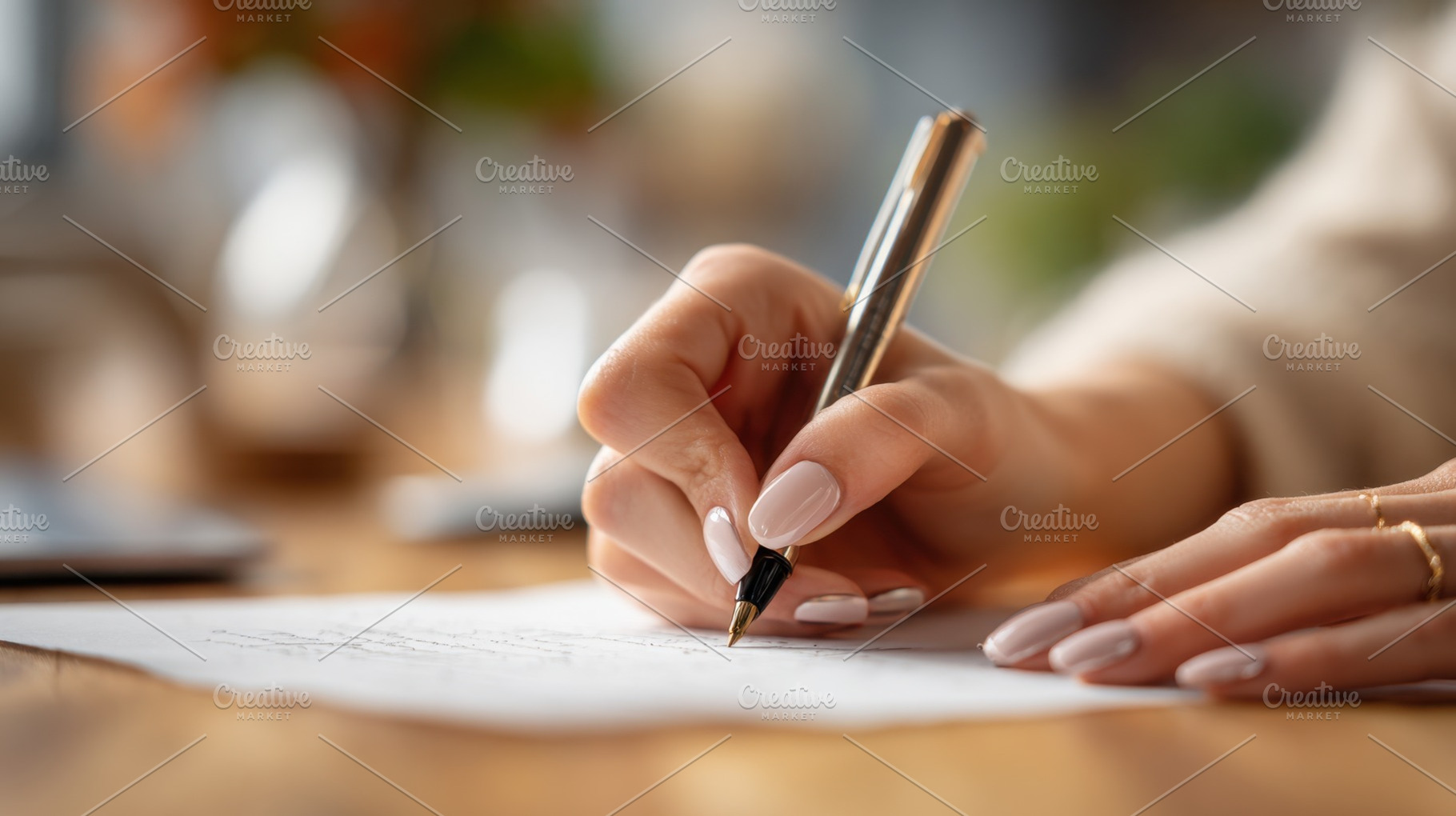 Writing a note at a wooden table, a Photo by Beautiful things