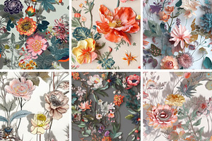 3D Floral Seamless Patterns