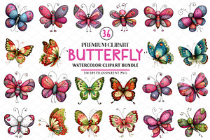 Watercolor Butterfly Clipart Bundle, an Illustration by cherrydesign