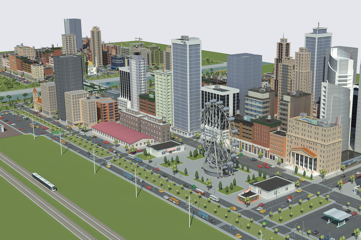 Realistic Lowpoly Simple City VR/AR, an Environmental 3D Model by NOMODOL (Photo 27 of 59)