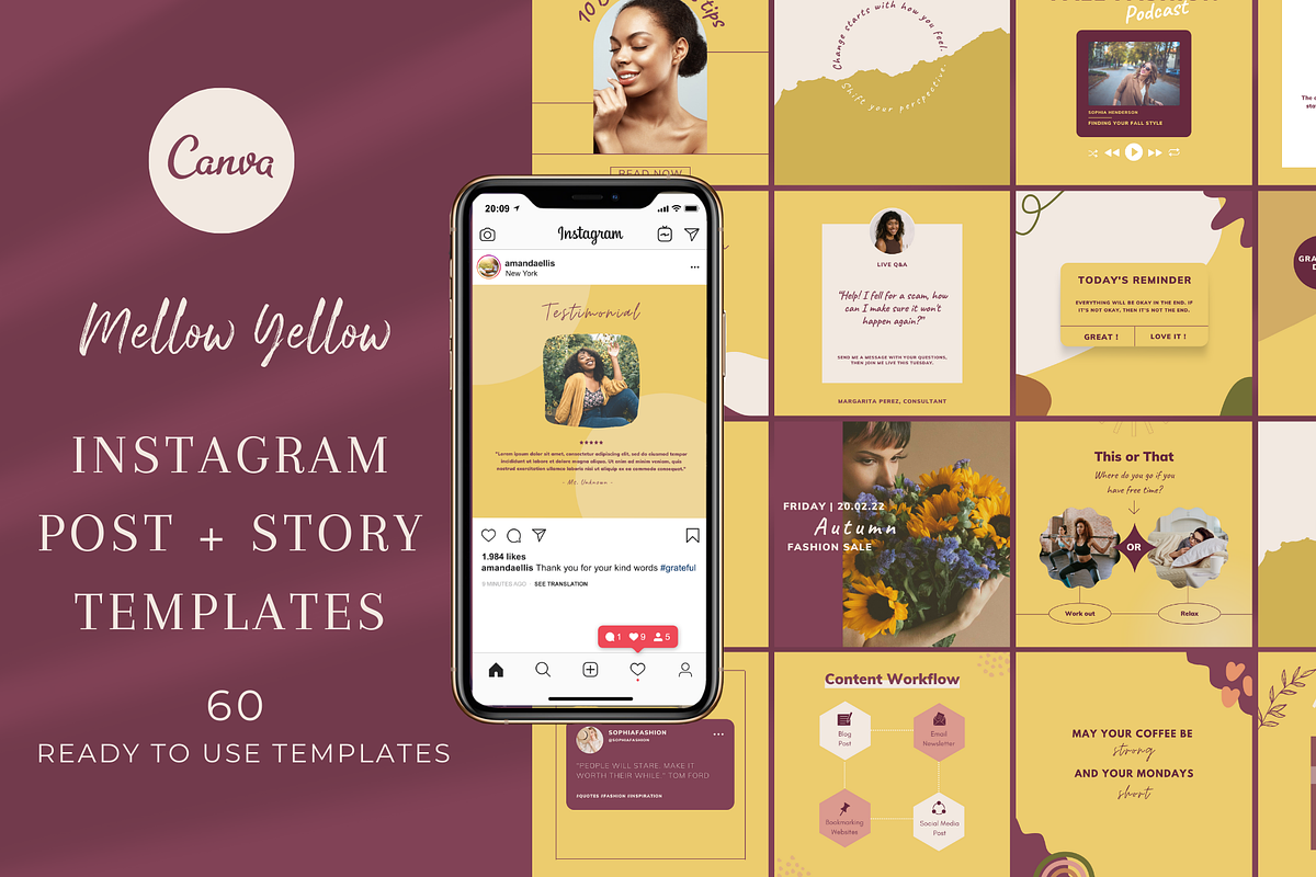 60 Instagram Post & Stories - CANVA, a Social Media Template by Tegefeldt Design (Photo 1 of 8)