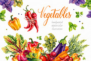Vegetables. Watercolor, a Decorative Illustration by Ekaterina Mikheeva (Thumbnail 1 of 8)