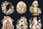 55 PNG Watercolor Boho Easter Bundle, a Seasonal Illustration by GiraffeCreative (Thumbnail 6 of 9)