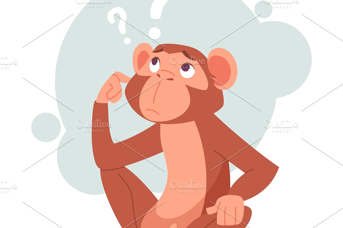 Confused cartoon monkey with, a Food Illustration by Onyx (Photo 2 of 3)