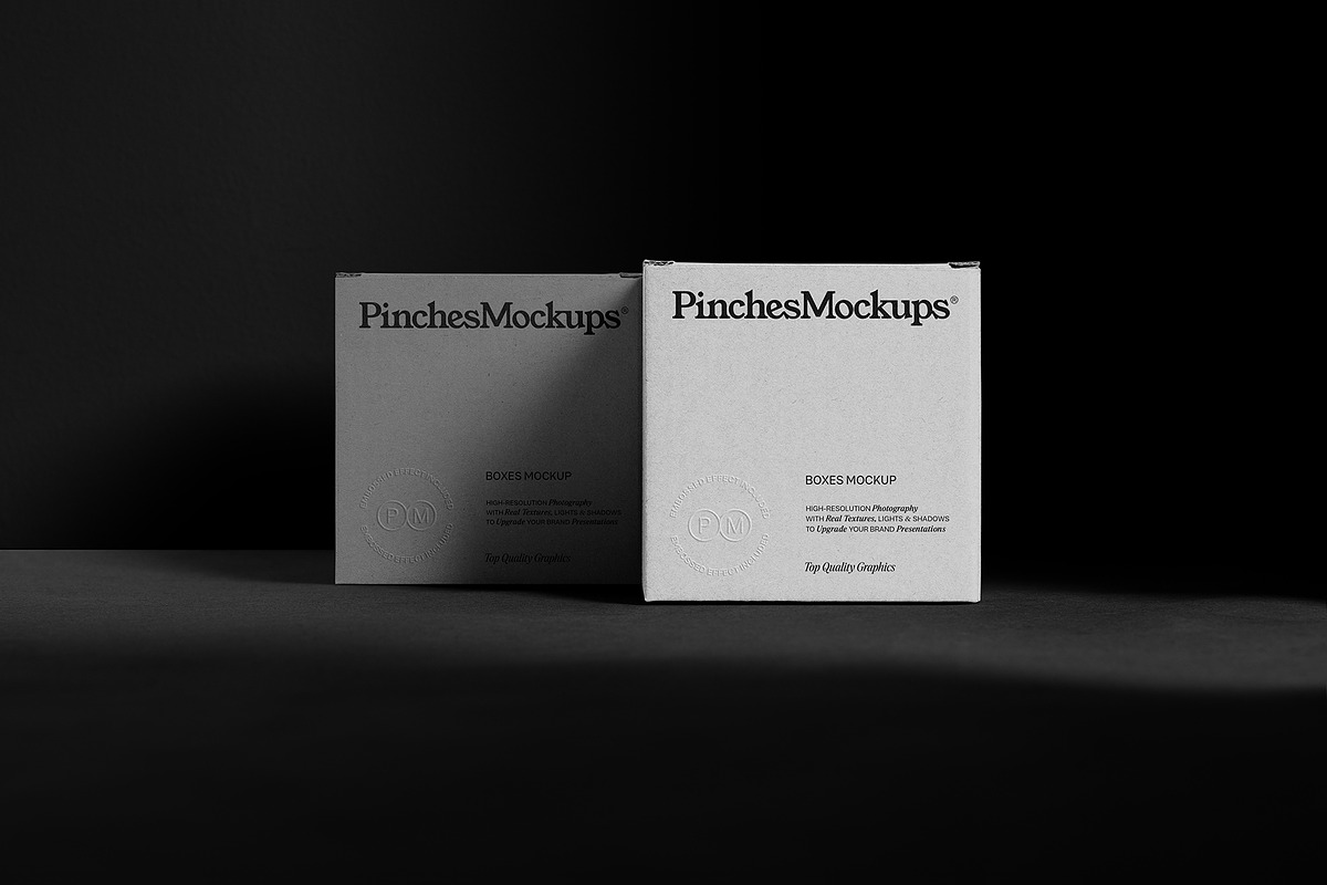 Embossed Square Boxes Mockup PMBM18, a Packaging Mockup by PinchesMockups© (Photo 4 of 6)