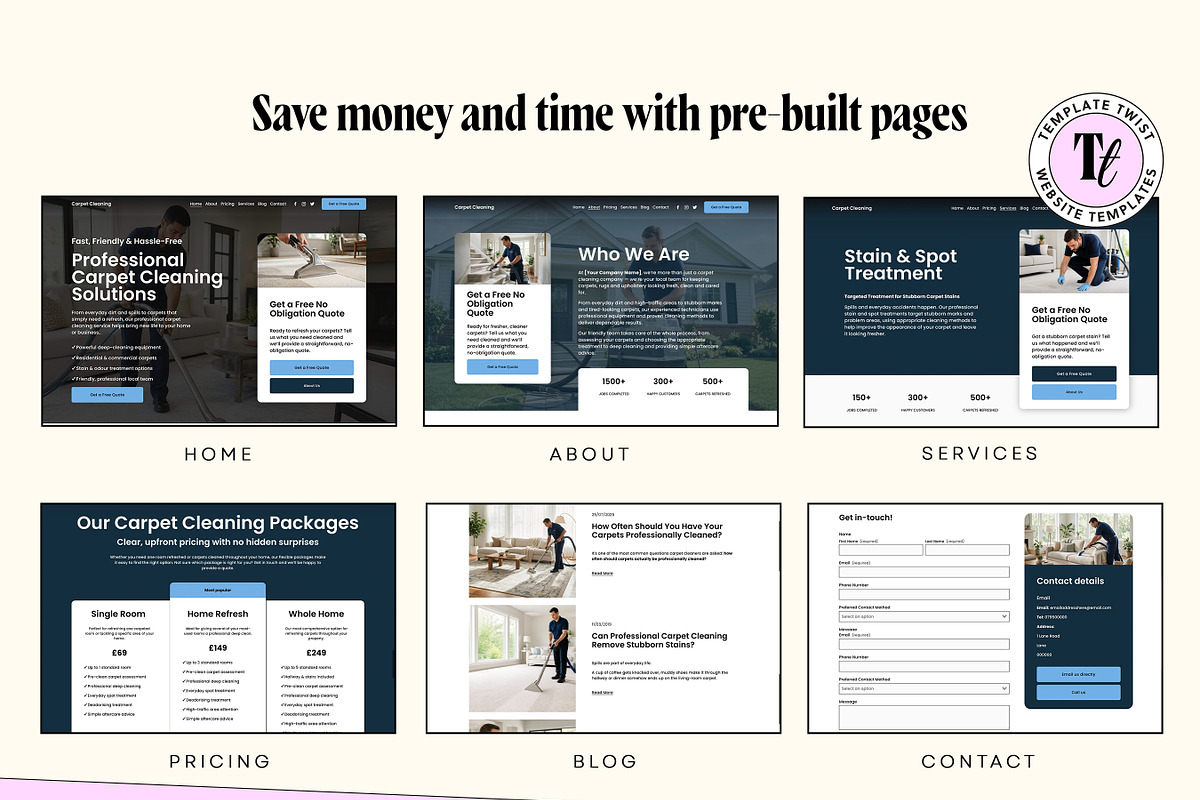 Carpet Cleaning Squarespace Template, a Squarespace Template by Template Twist Shop (Photo 3 of 9)