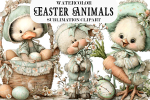 Whimsical Easter Animals Clipart PNG, an Illustration by Designking