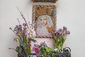 Wall shrine with flowers and sacred image, an Arts & Entertainment Photo by DanFLCreativo