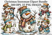 Christmas Snowman Clipart Bundle, an Illustration by Canvas Craft (Thumbnail 1 of 7)