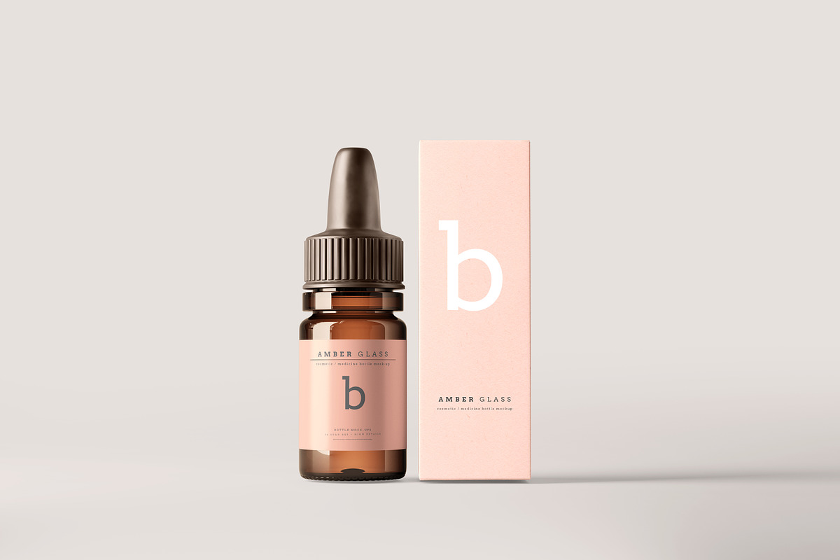 Amber Glass Dropper Bottle Mockups, a Cups & Container Mockup by pmvch (Photo 2 of 20)