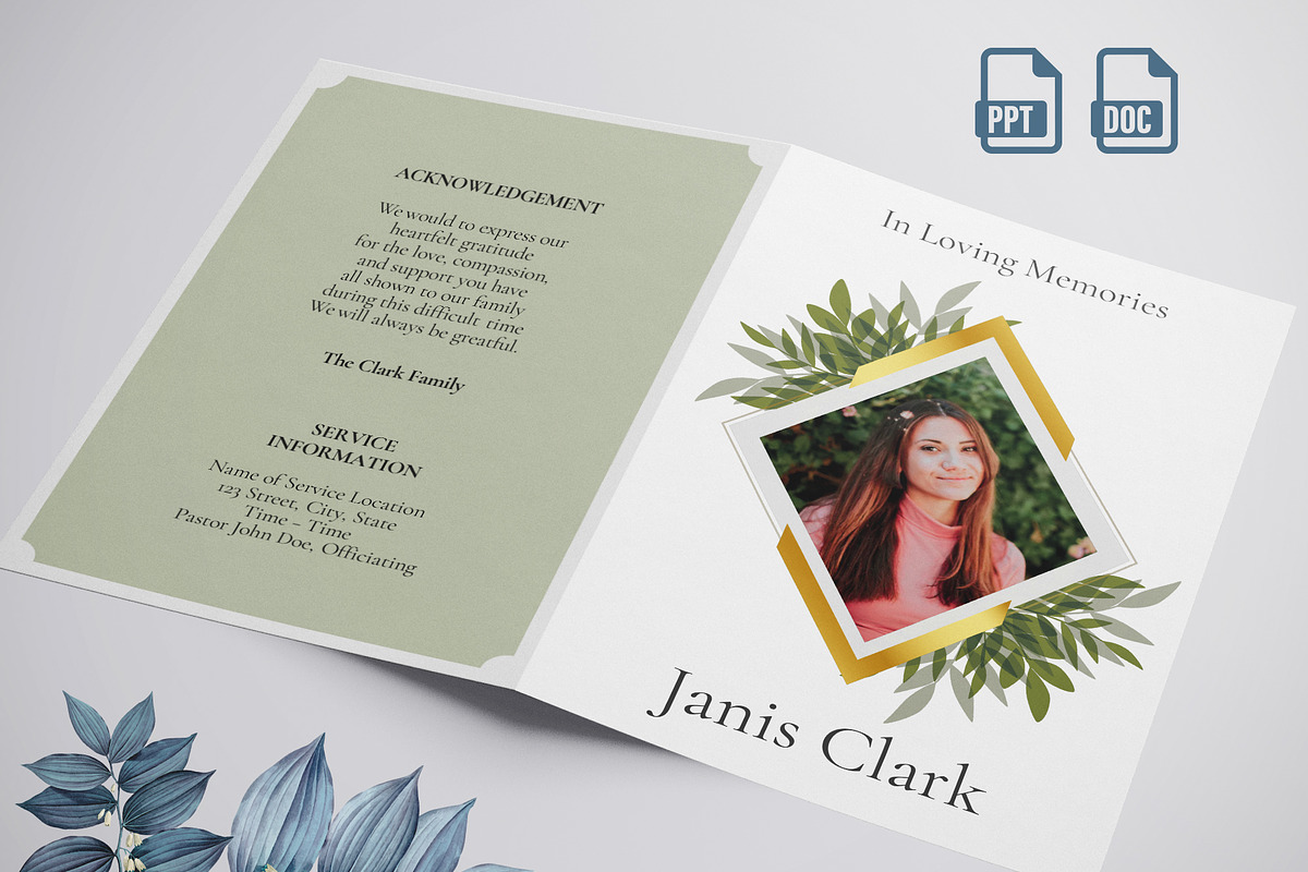 funeral program printing template, a Templates & Theme by TemplateLab (Photo 1 of 2)