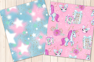 Christmas Unicorn Seamless Patterns