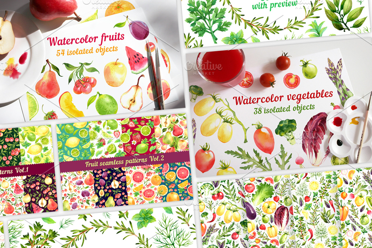 30% Off! Fruits + Vegetables + Herbs, a Food Illustration by Evgeniia Zagreeva (Photo 1 of 12)