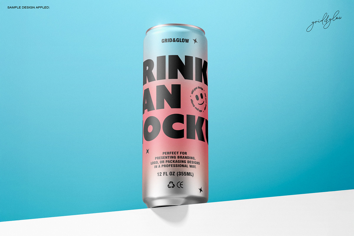 Drink Sleek Can - 12oz / 355ml, a Packaging Mockup by Grid&Glow (Photo 3 of 7)
