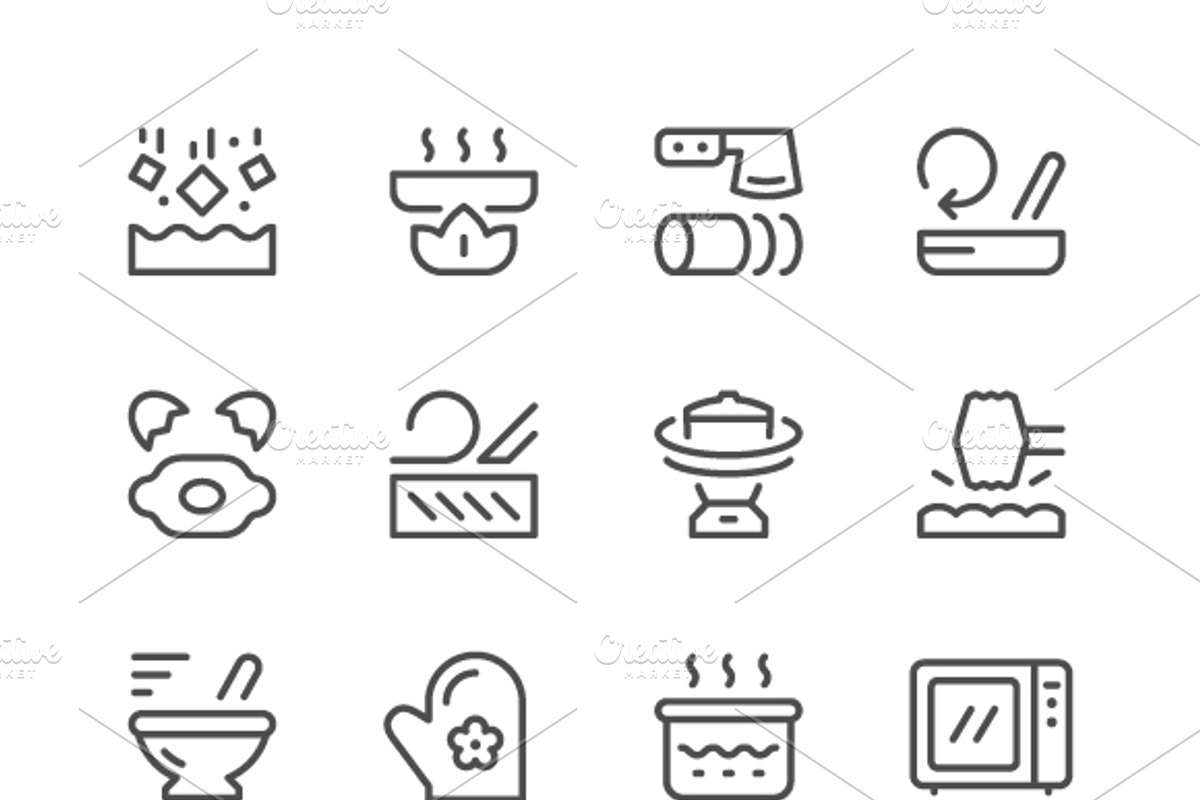 Cooking related set line icons, an Outline Icon by motorama (Photo 1 of 2)