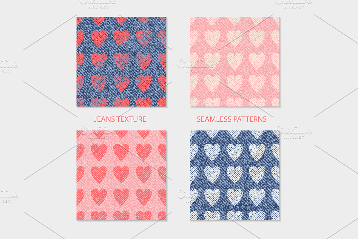 Hearts Denim Seamless Texture, a Pattern Graphic by AllNikArt (Photo 7 of 7)