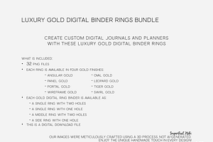 Luxury Gold Digital Binder Rings