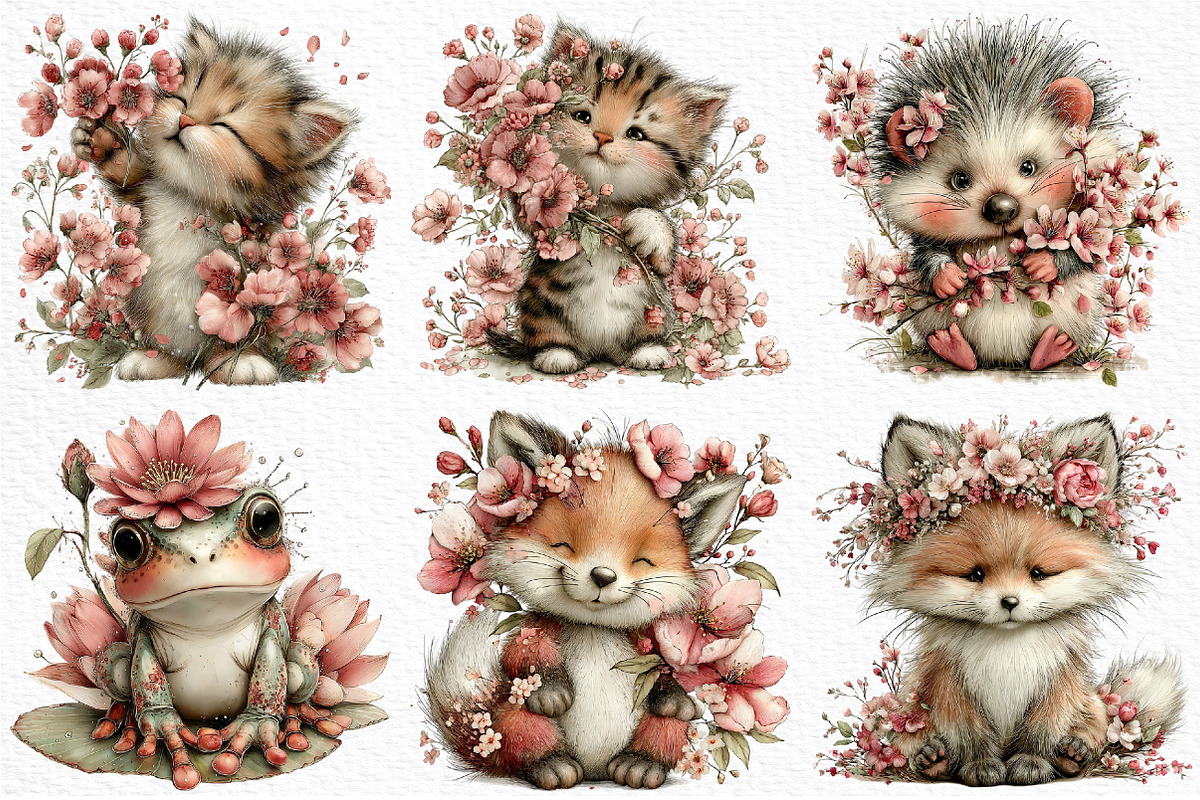 Spring Watercolor Animals Clipart, an Illustration by Craft Nest (Photo 4 of 11)