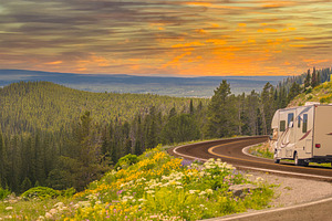 RV Camper Driving in the Countryside, a Transportation Photo by Andy Dean Photography