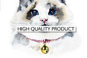Watercolor Fluffy cats, an Animal Illustration by Budogoshch (Thumbnail 5 of 7)