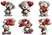 Valentine's Teddy Bear Clipart, an Illustration by CraftArtStudio (Thumbnail 4 of 6)