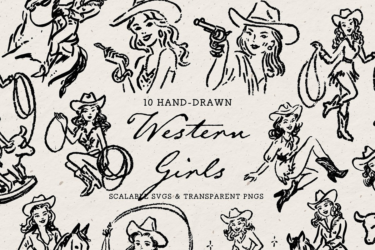 Western Clipart Bundle, Cowgirl Set, an Object Illustration by The October Creative (Photo 3 of 13)