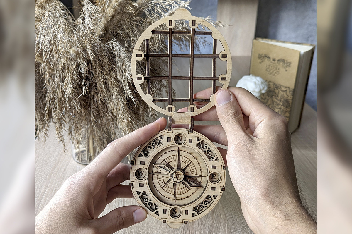 Santa Claus Compass - Laser Cut File, an Object Graphic by VectorPainter (Photo 11 of 11)