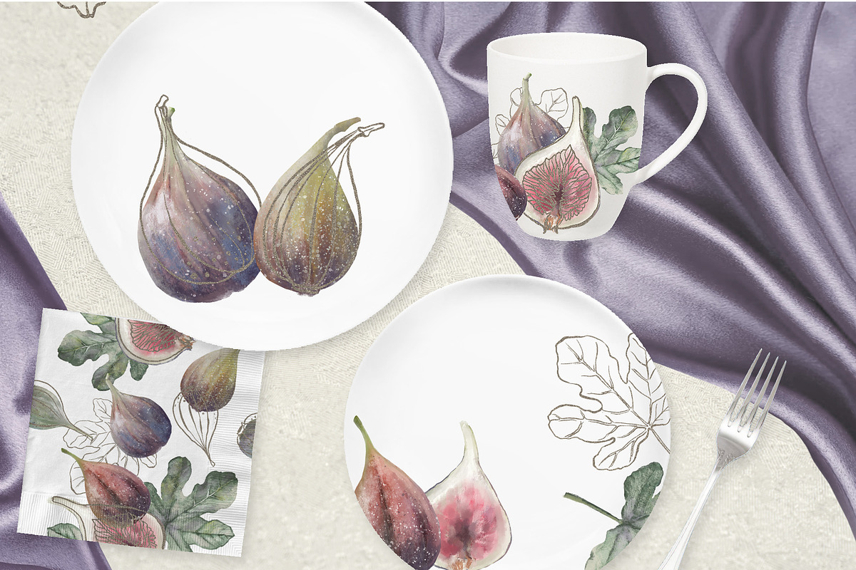 Botanical illustration of figs, a Graphic by RushkinaAntonina (Photo 2 of 6)
