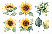 Sunflower Watercolor Clip Art, an Illustration by Libby Wishes (Thumbnail 6 of 6)