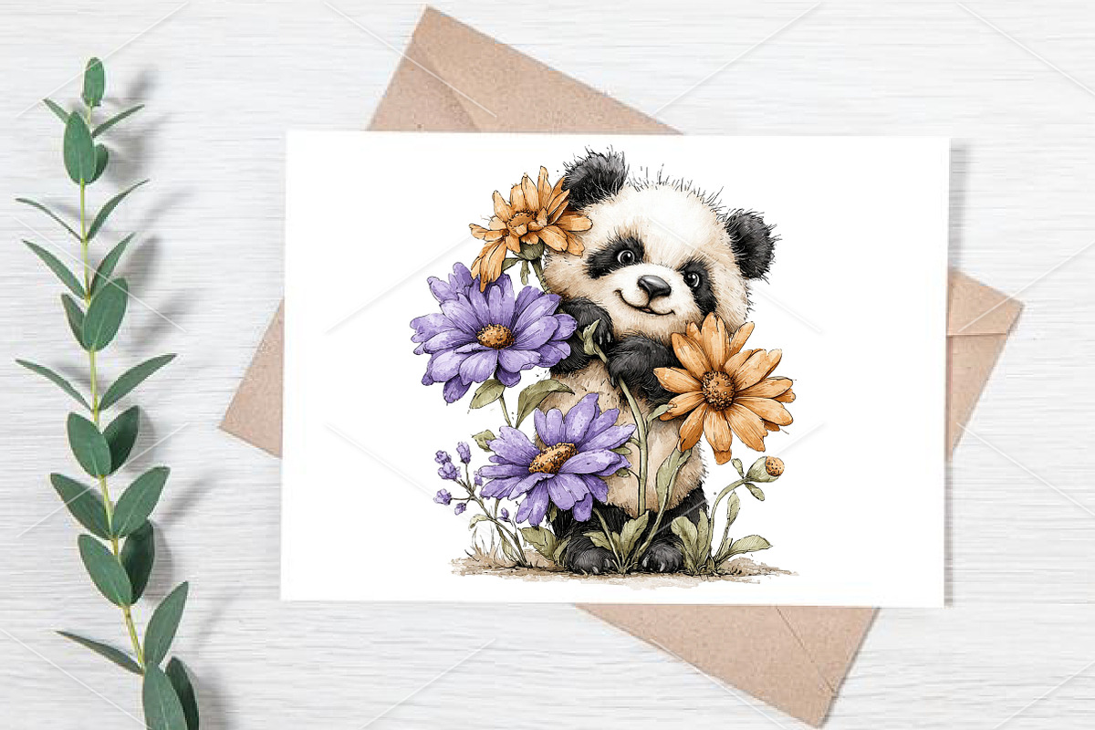 Whimsical Spring Panda Clipart PNG, a Seasonal Illustration by Canvas Craft (Photo 7 of 7)