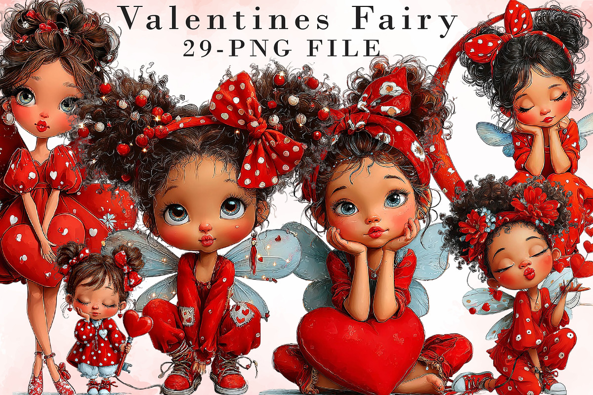 Whimsical Valentines Fairy Clipart, an Illustration by Libby Wishes (Photo 1 of 8)