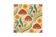 Retro Funk Shroom Digital Paper, a Pattern Graphic by FloridPrintables (Thumbnail 2 of 6)