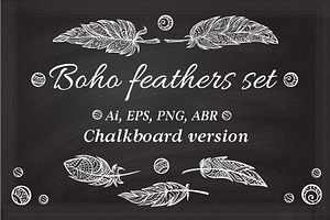 Boho Feathers Set. Chalkboard Ver.