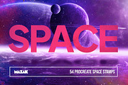 Procreate space brushes (stamps), a Brush Add-On by Endete & Mazak brushes (Thumbnail 1 of 4)