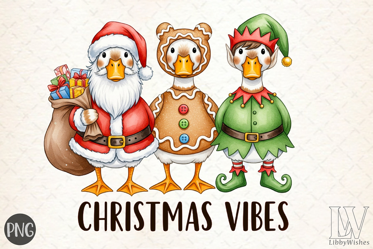 Christmas Vibes, Christmas Goose Png, an Illustration by Libby Wishes (Photo 1 of 6)