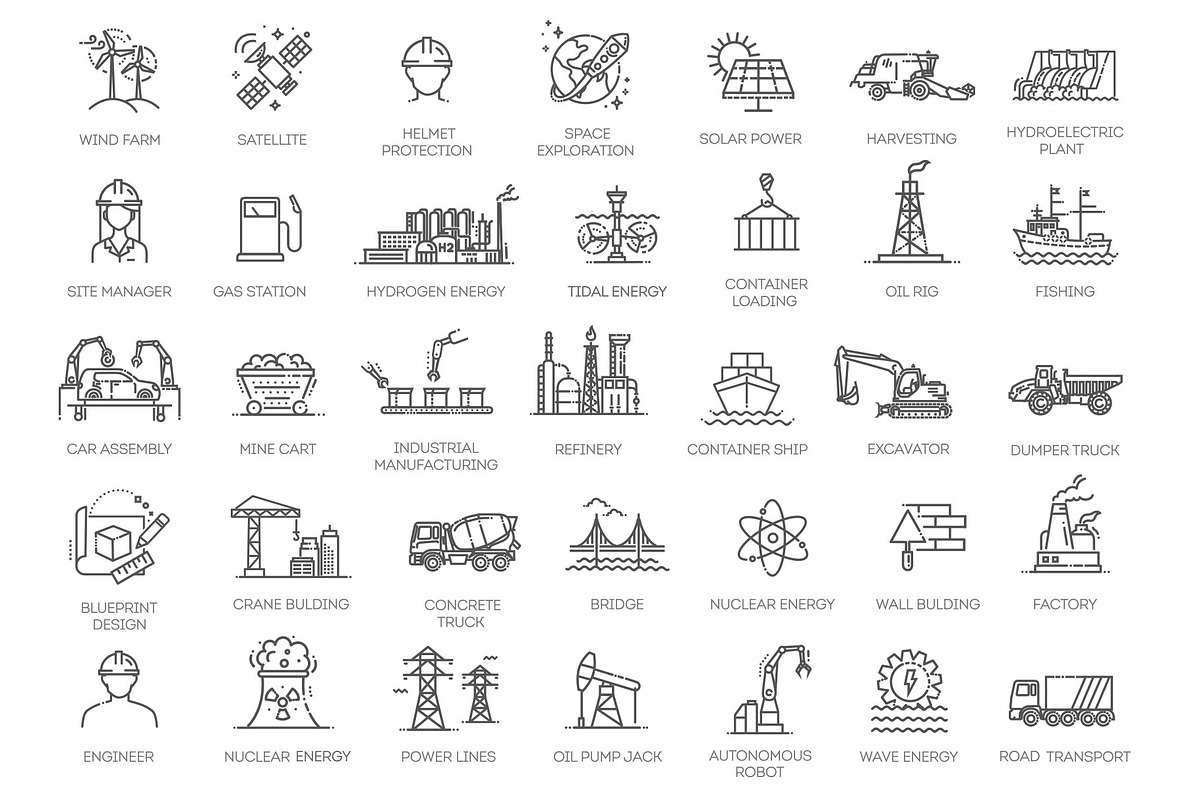 Industrial Activity Icons Pack, a Technology Illustration by Tettygreen (Photo 1 of 3)