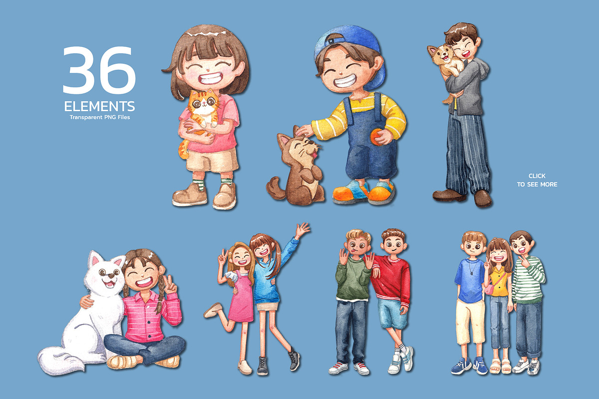 Forever Friends – Watercolor Kids, a Person Illustration by CreativeValuation (Photo 2 of 12)
