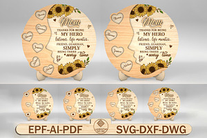 Personalized Sunflower Mom Round, an Object Graphic by Lasercutiny