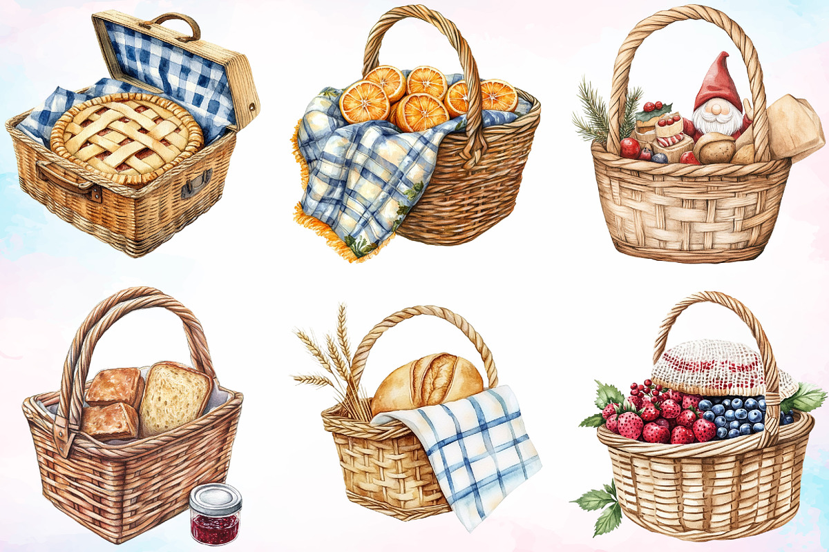 Watercolor Picnic Basket in Fall PNG, an Illustration by Canvas Craft (Photo 3 of 4)
