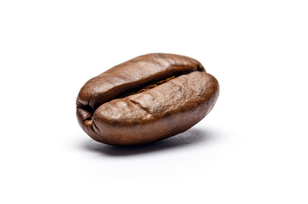 One roasted coffee bean isolated on white background, a Food & Drink Photo by AlyaAnd