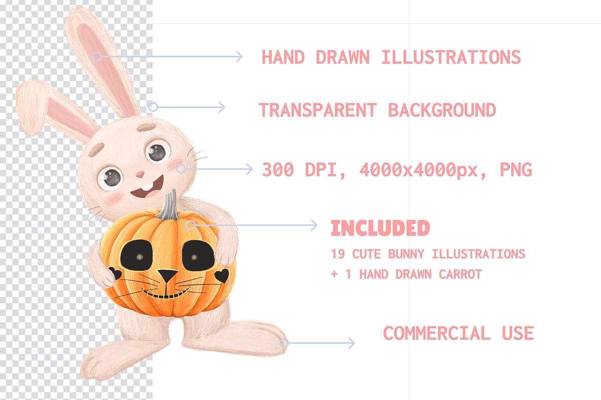 Cute Cartoon Bunny PNG, an Illustration by LikaYu (Photo 3 of 3)