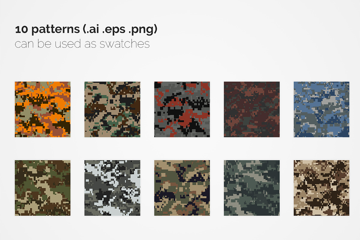 Army Pixel Camouflage Patterns, a Pattern Graphic by 3Y_Design (Photo 2 of 6)