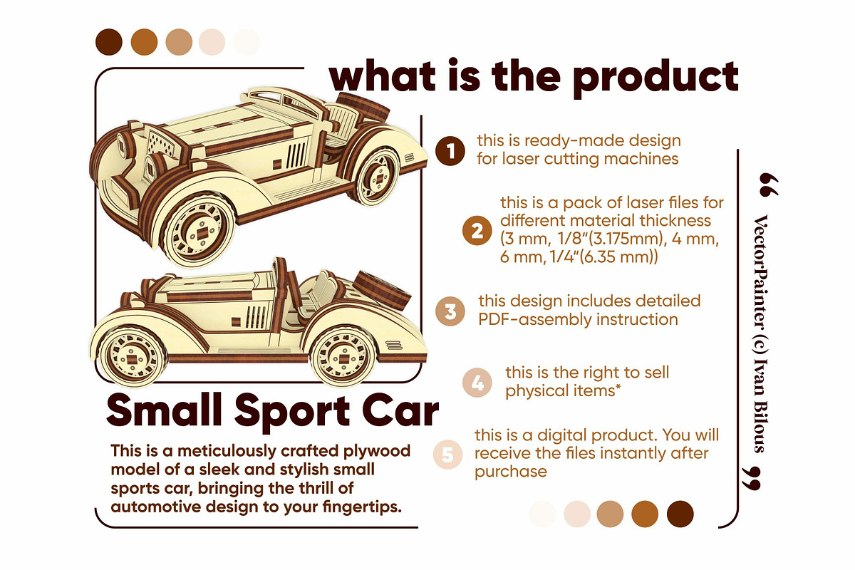 Small Sport Car - Laser Cut File, an Object Graphic by VectorPainter (Photo 13 of 18)