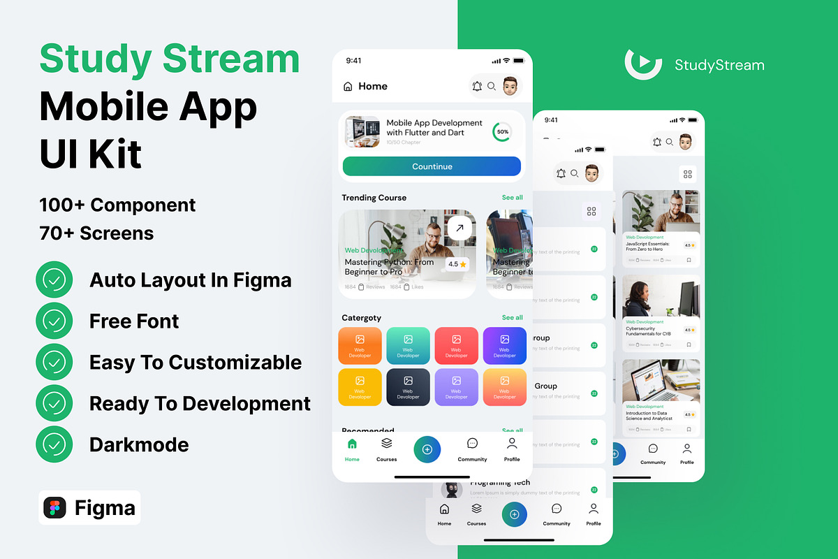 Online learning and community UI Kit, an UI Kit Template by Pixel Blend (Photo 1 of 7)