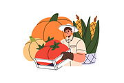 Farmers sell on local market concept, a Food Illustration by PaperTrident (Thumbnail 4 of 7)