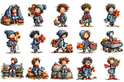 Whimsical Autumn Kids PNG Clipart, a Seasonal Illustration by OK Design (Thumbnail 3 of 6)