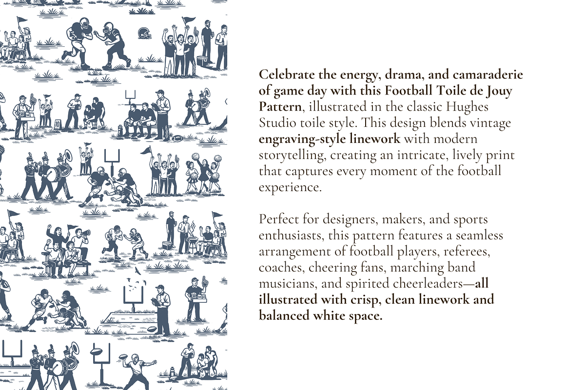 Football Toile de Jouy, a Background Graphic by Hughes Studio (Photo 3 of 8)