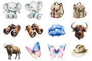 Watercolor Safari Friends Clipart, a Seasonal Illustration by CitraGraphics (Thumbnail 3 of 7)