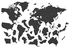World map silhouette showing, an Illustration by ZinetroN
