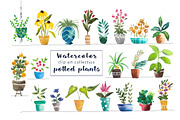 Watercolor Potted Plants - Clip Art, an Illustration by Inksnthings (Thumbnail 1 of 4)